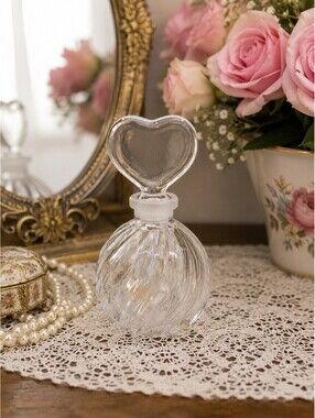 Vintage Teleflora Japan 18% Crystal Heart Stopper Perfume Bottle